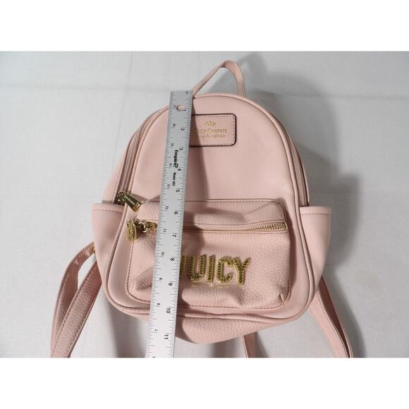 Juicy Couture Mini Backpack Blush Purse Pink Y2K Faux Leather Gold - Picture 6 of 12